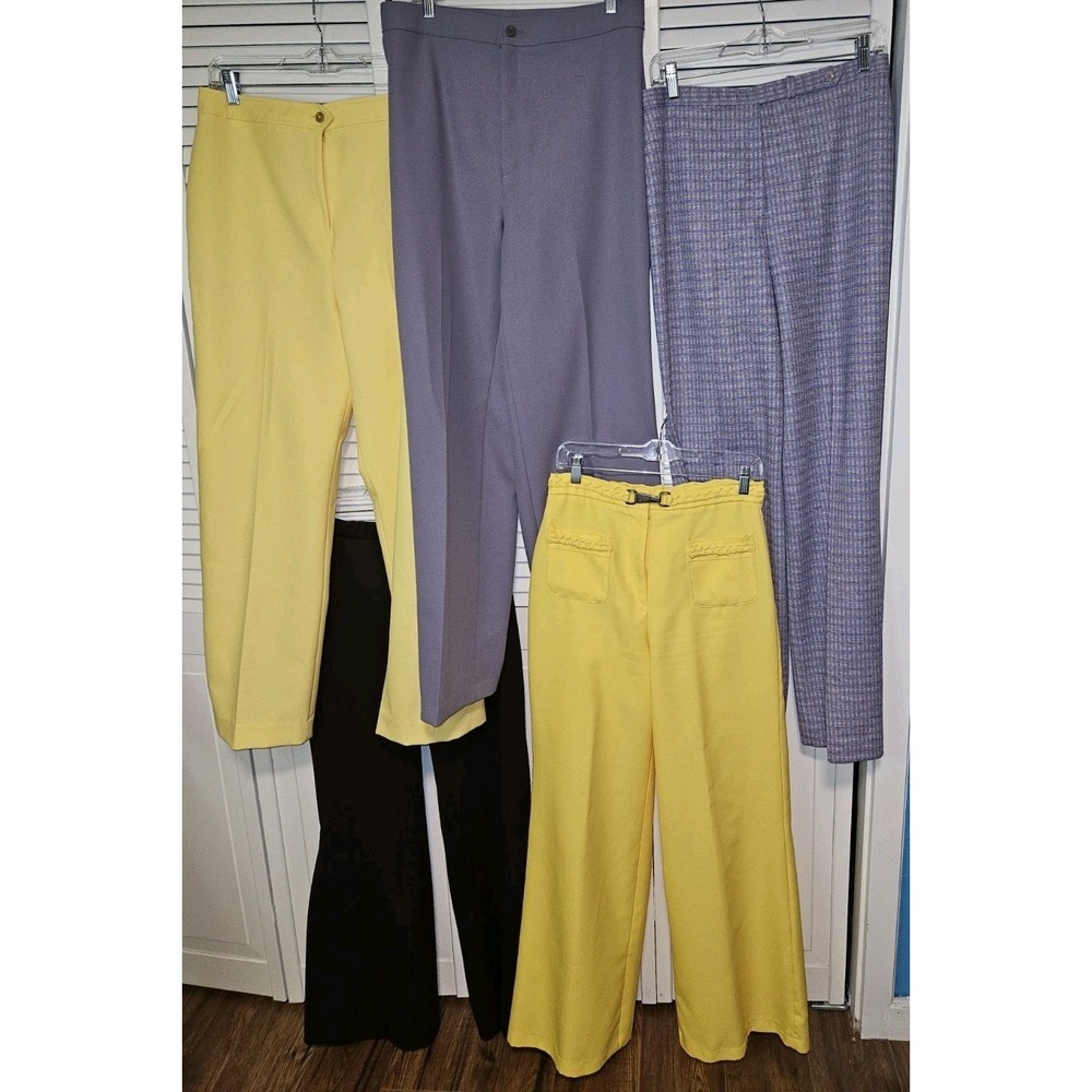 Vtg 70's Polyester High Waist Bell Bottom Pants Flare Leg Lot Of 5